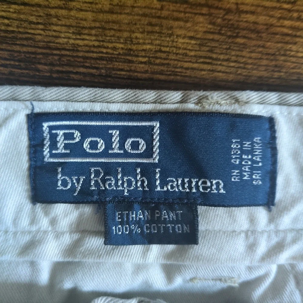 Polo Ralph Lauren Ethan Pant Mens 36x30 Khaki Pleated Chino Trousers Beige